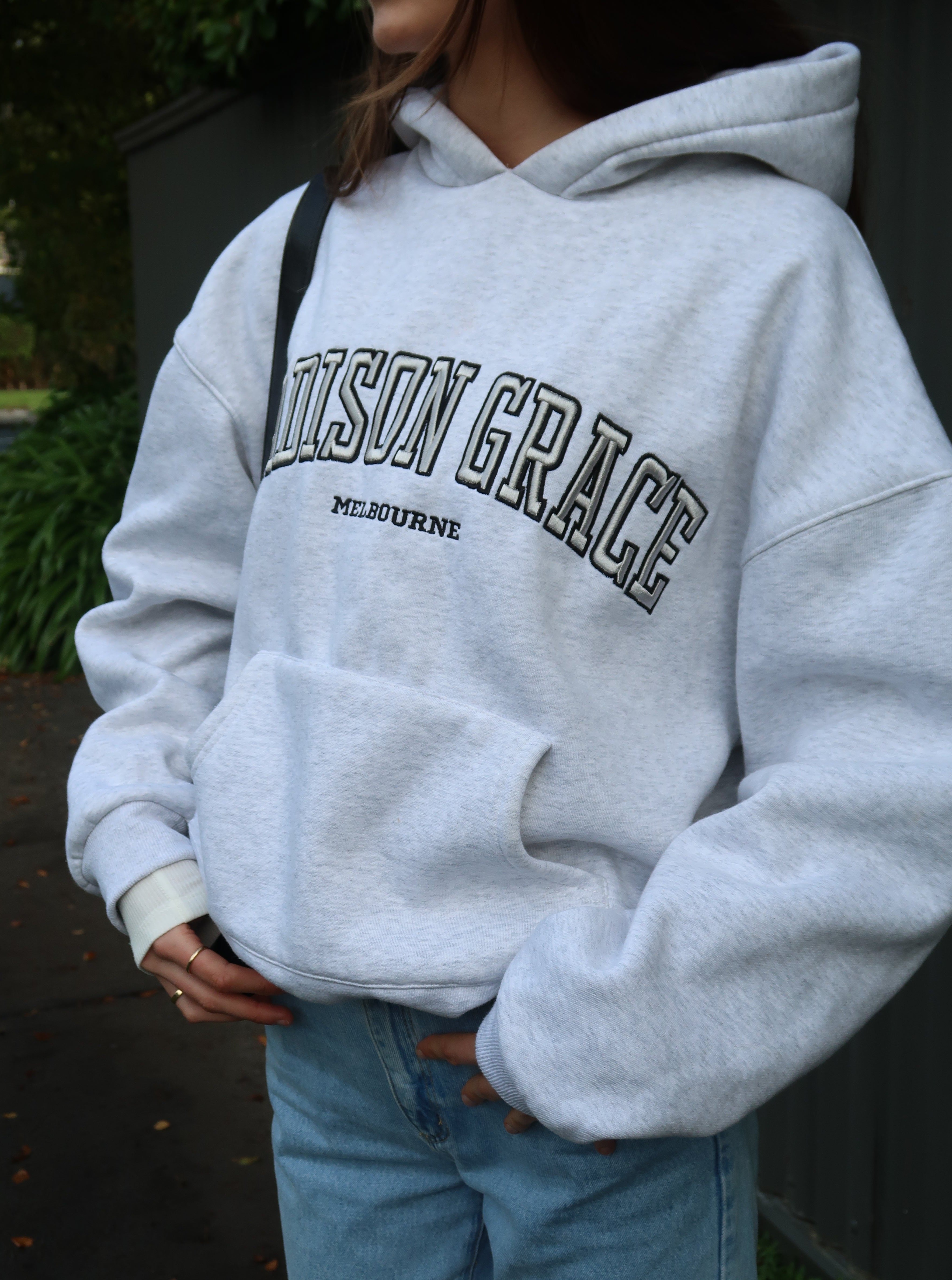 Grey on sale embroidered hoodie